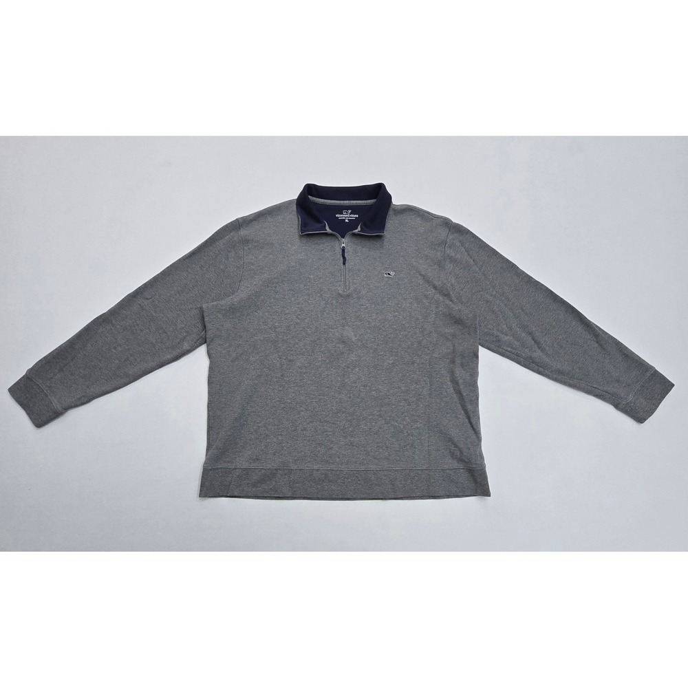 Vineyard Vines Mens XL Gray Pima Cotton Quarter Zip Pullover Sweater 1K2135